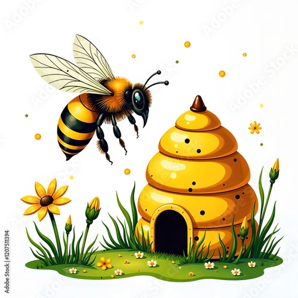 Obraz bee and flowers