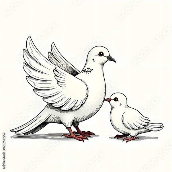 Obraz white dove isolated on white background