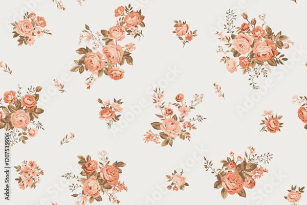 Fototapeta Seamless spring vector pattern with floral motif for dress fabric	
