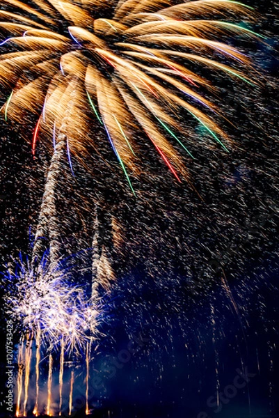 Obraz feu d'artifice  doré et bleu