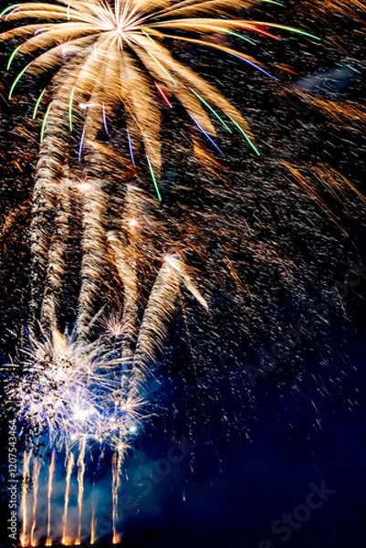 Obraz feu d'artifice  doré et bleu