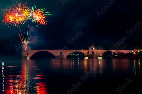 Obraz Feu d'artifice à Avignon sur le Rhône 