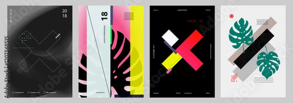 Fototapeta Minimal Covers design. Colorful halftone gradients. Future geometric patterns. 