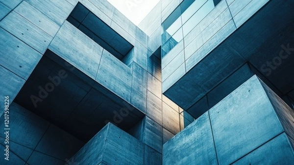 Fototapeta Abstract Concrete Architecture: A Modern Building's Geometric Design