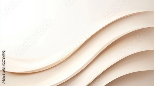 Fototapeta Soft Curved Lines Background Featuring Warm Beige Tones and Subtle Texture Ideal for Modern Design, Minimalist Aesthetics, and Elegant Decor Applications
