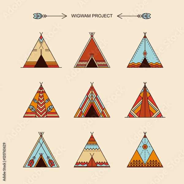 Obraz Wigwams with ornamental elements
