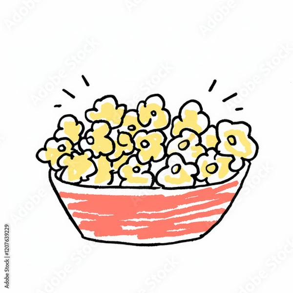 Fototapeta colorful bowl of fruit flavored popcorn, perfect for snacking