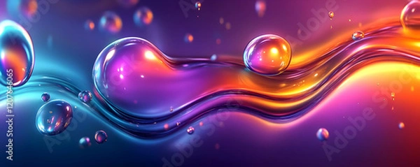Fototapeta Abstract vibrant liquid wave, digital art