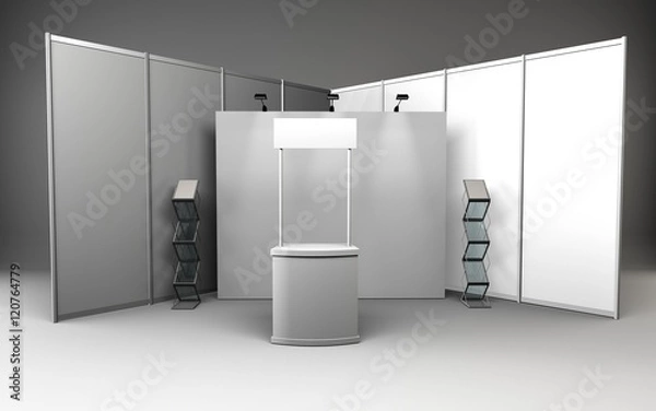 Obraz Trade exhibition stand, Exhibition round, 3D rendering visualiza