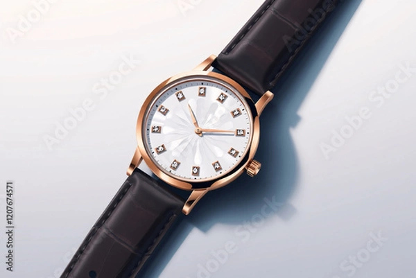 Fototapeta refined luxury rose gold watch with diamond markers, showcasing exquisite craftsmanship and elegance, perfect for those who appreciate sophisticated timepieces.