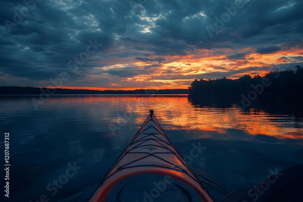Fototapeta bow boat with sunset view