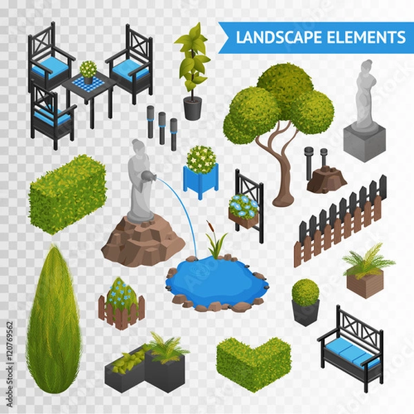 Fototapeta Garden Park Elements Transperent Set