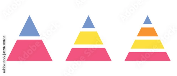 Fototapeta Levels of triangular pyramid. Maslow layer diagram. level infographic. Half triangle pyramid chart. 