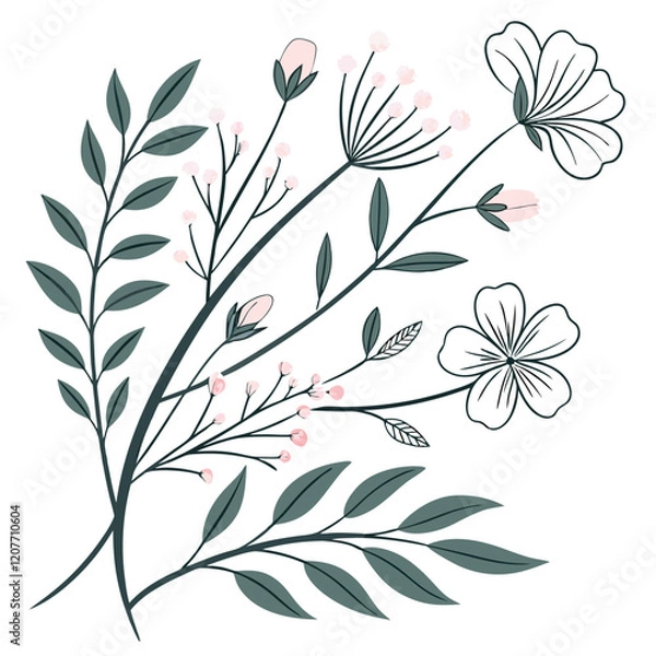 Fototapeta Elegant Calligraphic Botanical Design Elements – Wedding Invitation and Save the Date Card