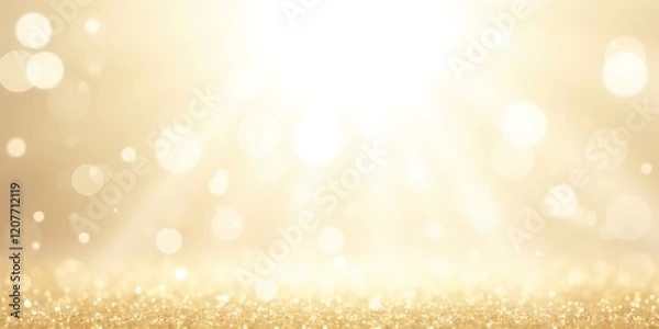 Fototapeta Golden Glow Bokeh Background with Sparkling Lights. Ideal for Luxury, Wedding, and Celebration Themes