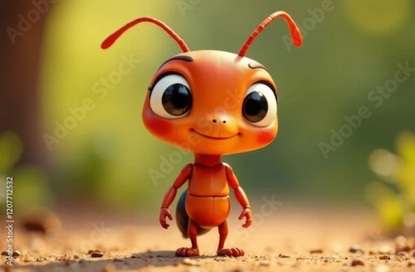 Obraz red ant on white background