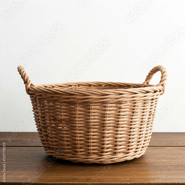 Fototapeta Wicker Storage Basket with Handles