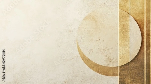 Fototapeta Minimalist advertising design featuring elegant gold and beige tones with clean lines and ample copy space ideal for modern presentations and branding.