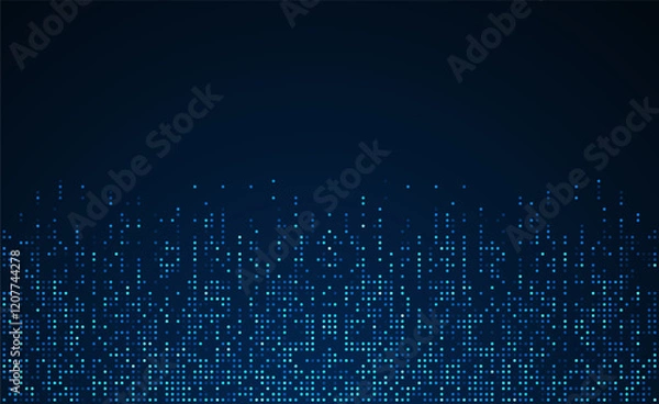 Fototapeta Digital technology background. Digital data dots blue pattern pixel background