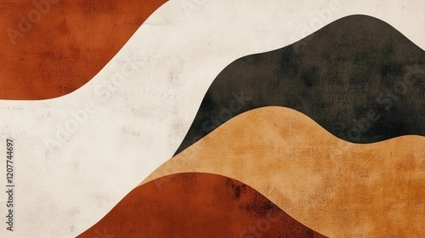 Obraz Earthy Brown Tones Minimalist Abstract Background with Wavy Patterns and Textured Elements for Modern Design Projects