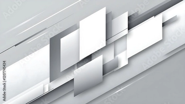 Fototapeta Futuristic Abstract Background with Translucent Rectangles, Dynamic Diagonal Flow, and Light Gray-to-White Gradient for a Minimalist, Clean, and Modern Look