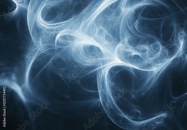 Fototapeta Ethereal blue smoke swirls create mesmerizing abstract background