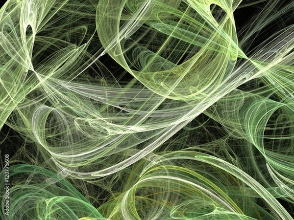 Fototapeta Green chaotic fractal with curved lines