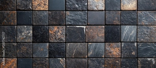 Fototapeta Dark Mosaic Tile Background with Natural Stone Textures for Luxury Walls and Floors Elegant Pattern Design Endless Repeat Suitable for Interiors
