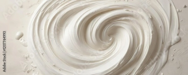 Obraz Artistic swirl of white cream on a textured background, product, swirl, cream