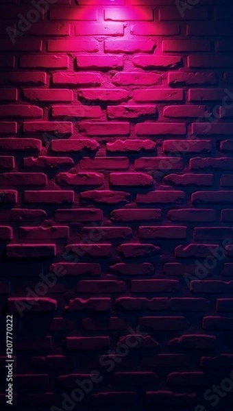 Fototapeta Vibrant Purple Brick Wall with Spotlight Illumination - High-Resolution Textured Background