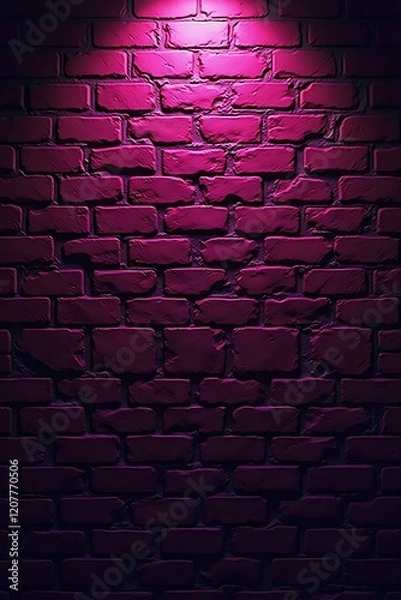 Fototapeta Vibrant Purple Brick Wall with Spotlight Illumination - High-Resolution Textured Background