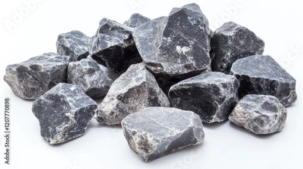 Obraz Gray Rocks Piled on a Clean White Surface for Natural Textural Background or Landscaping Concepts