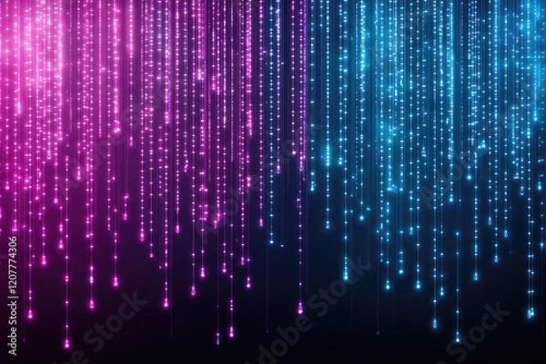 Obraz Glowing neon lines in pink and blue create futuristic background