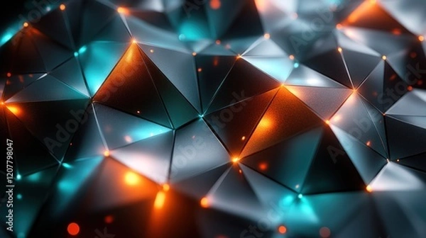 Fototapeta Abstract Geometric Pattern with Illuminated Triangular Shapes in Vibrant Colors