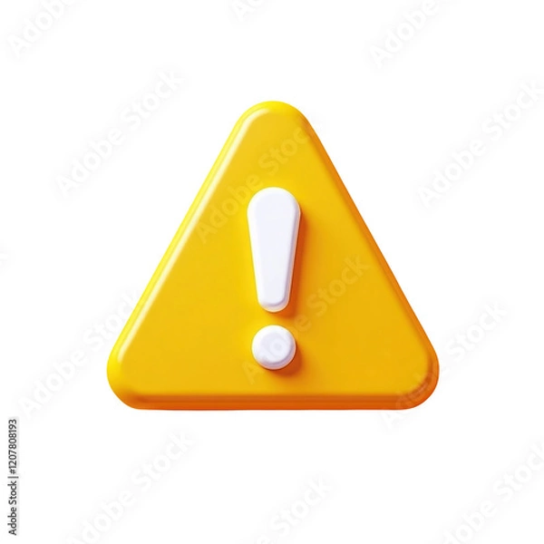 Fototapeta Yellow triangle caution icon with bold black exclamation mark