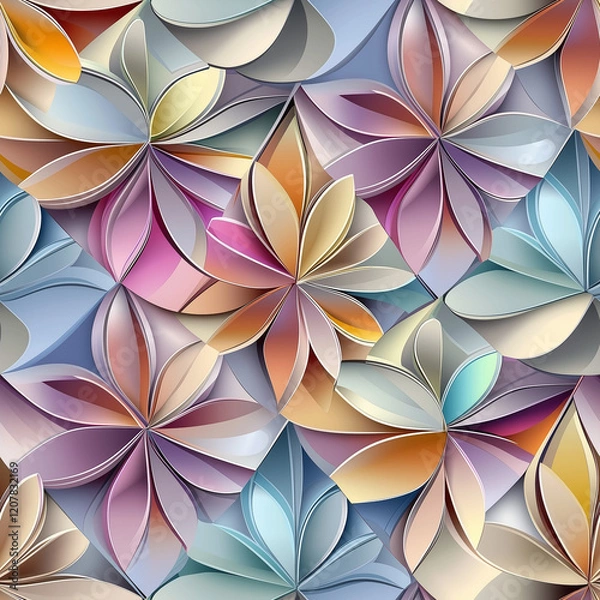 Fototapeta Geometric origami-inspired seamless patterns japanese folding art paper design colorful environment diy aesthetic for modern decor