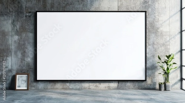 Obraz Blank Poster on Minimalist Interior Wall with Soft Lighting Creating a Calm and Inviting Atmosphere for Creative Ideas