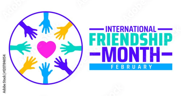 Fototapeta International Friendship Month background banner or poster design template. observed every year in February. Holiday concept. Use to any Template, card, poster, placard, template.