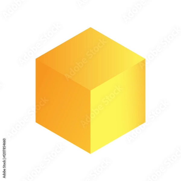Fototapeta Vector cube with gradients for game, icon, packaging design or logo. Cube illustration isolated on white background. Minimalist style abstract cube icon. Platonic solid. Icon.
