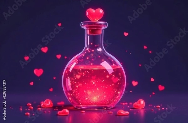 Obraz sparkling potion bottle with hearts