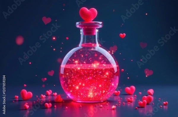 Obraz sparkling potion bottle with hearts