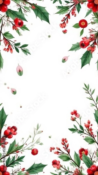 Obraz christmas holly border