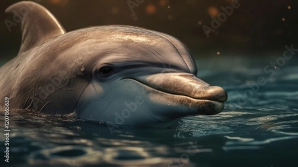 Fototapeta Close-up Portrait of a Dolphin in the Water