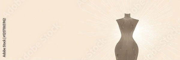 Fototapeta A modern minimalist illustration featuring a fashion stylist, ideal for a LinkedIn cover. Highlights creativity, style, and expertise in the fashion industry.

