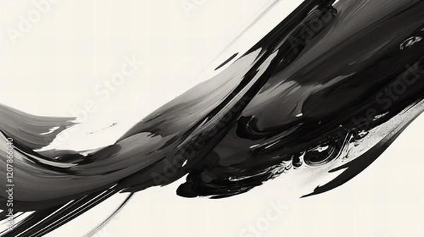 Obraz 抽象的な墨絵風モノクロアート背景