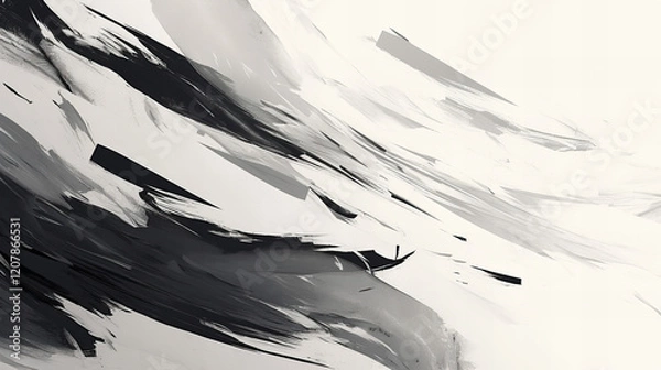 Obraz 抽象的な墨絵風モノクロアート背景