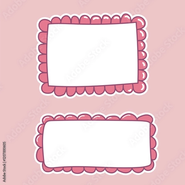 Fototapeta Handdrawn groovy style frames in pink sweet colors