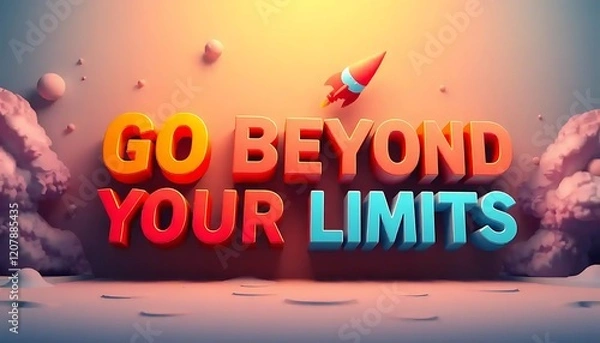 Fototapeta Go Beyond Your Limits Inspirational Rocket Scene