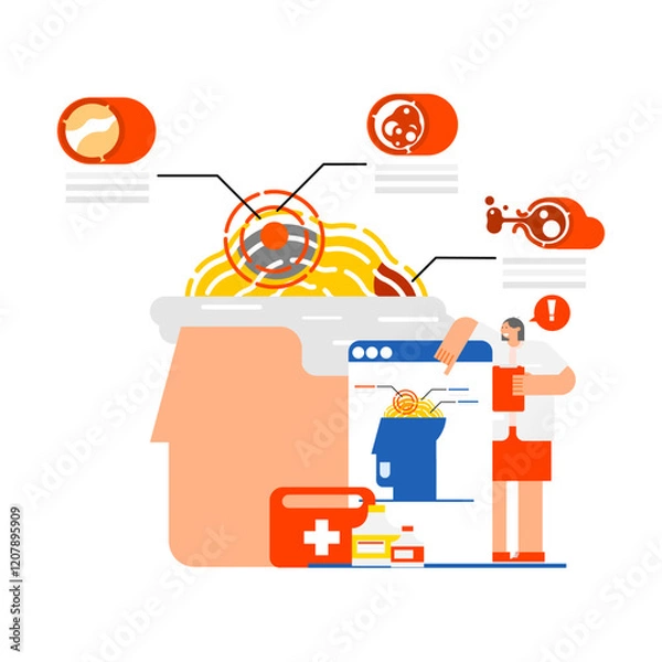 Obraz Cartoon characters for health care promotion and education in the Cerebrovascular disease.