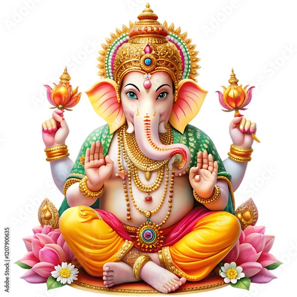 Obraz Lord Ganesha Digital Art Colorful God Hindu Deity Illustration Om India Faith Image Symbol